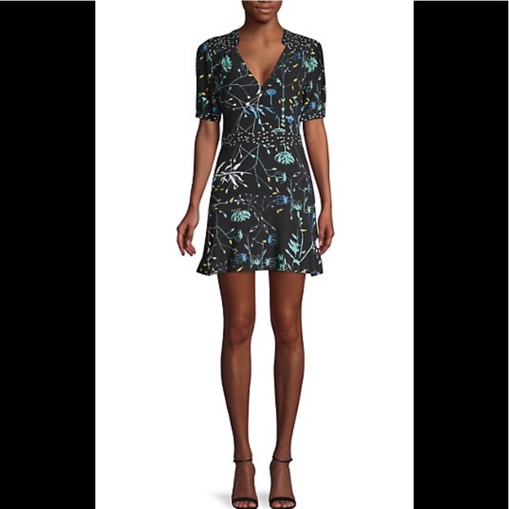 NWT Parker NY Mini Navy Botanical Dress SZ 0